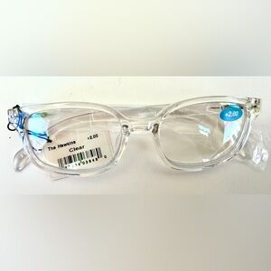 “The Hawkins” Unisex Clear Frame Reading Multi-Focal Glasses +2.00 Strength